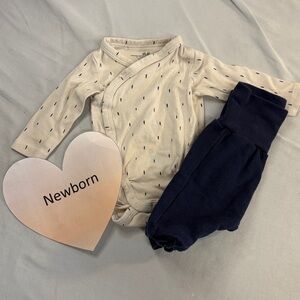 H&M - Organic Cotton Organic Cotton Cream/Navy 2-piece outfit